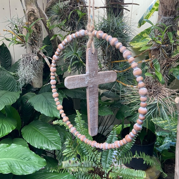 Boho Style Hanging Wooden Cross SOHA Living Hawaii - Picture 2 of 5